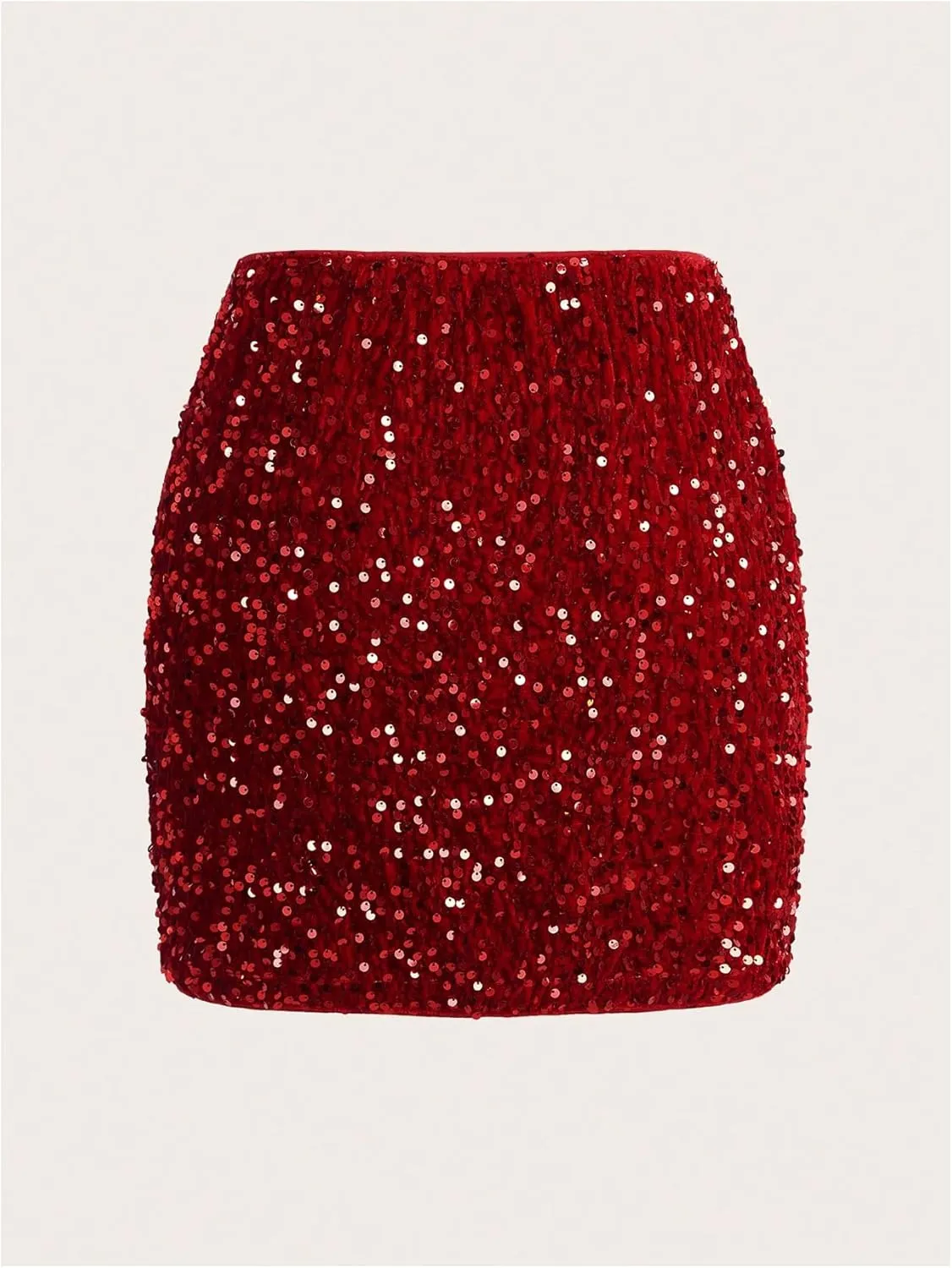 Women's Sequin Glitter Bodycon Skirts Zipper High Waisted Party Pencil Short Skirt