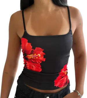 Womens Sexy Lace Ruffle Spaghetti Strap Camisole Tank Top Y2k Going Out Slim Fit Cami Sleeveless Shirt Crop Tops