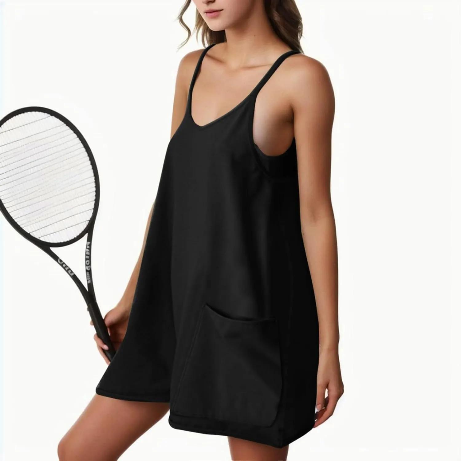 Womens Tennis Dress Workout Mini Dress with Shorts Sleeveless Spaghetti Straps Golf Athletic Dresses 2025