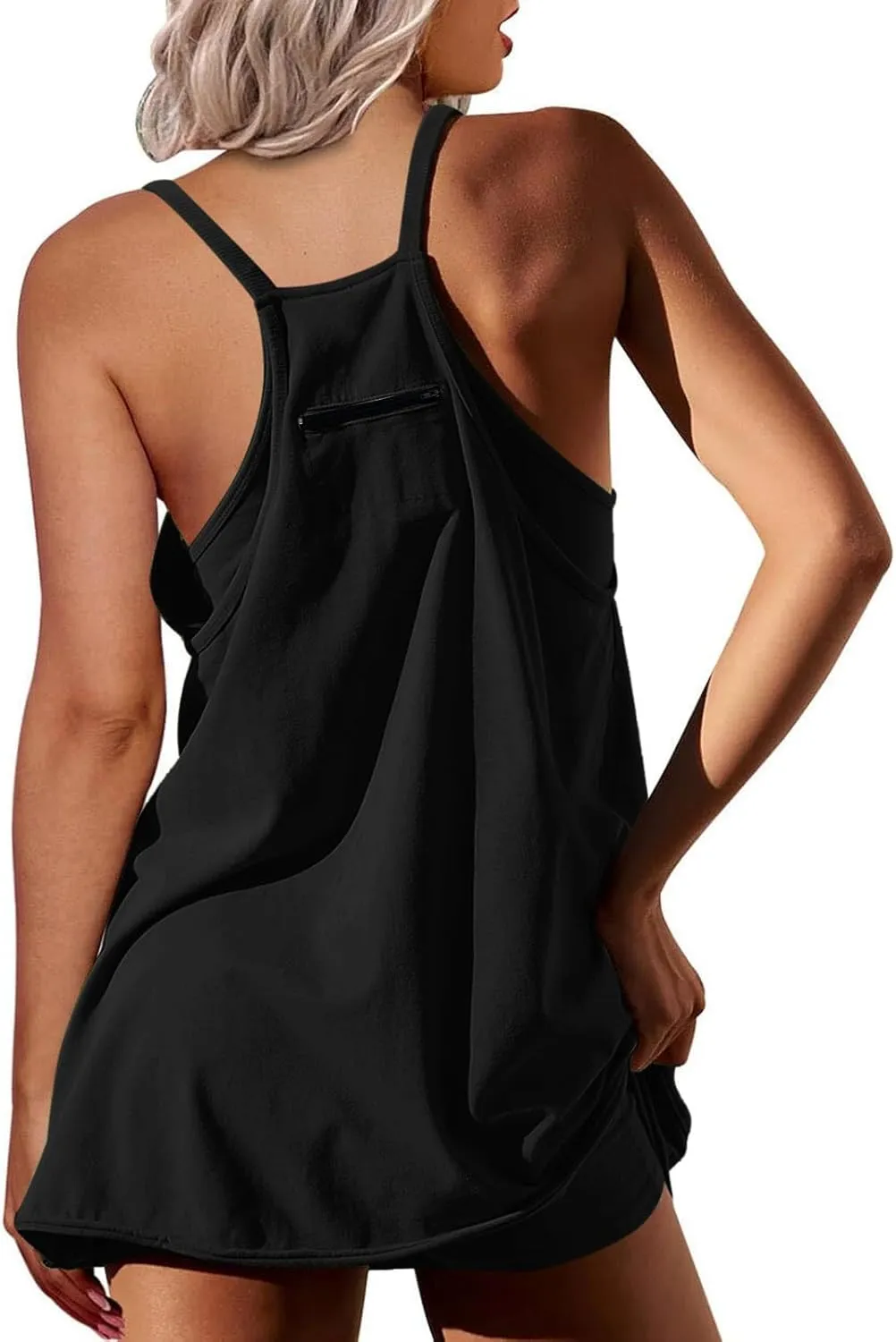 Womens Tennis Dress Workout Mini Dress with Shorts Sleeveless Spaghetti Straps Golf Athletic Dresses 2025