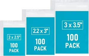 WOW DING Small Plastic Bags, 300 PCS Assorted Sizes, Transparent, Reclosable, Clear Bags for Jewelry, Daily Pills, Snack, Small Toys, Packaging