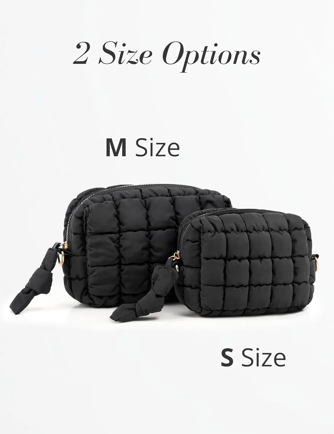 Yarnic Quilted Makeup Bag Puffy Cosmetic Bag, Travel Toiletry Bag for Women, Cute Makeup Bag Organizer Puffer Makeup Pouch (S, Caramel)