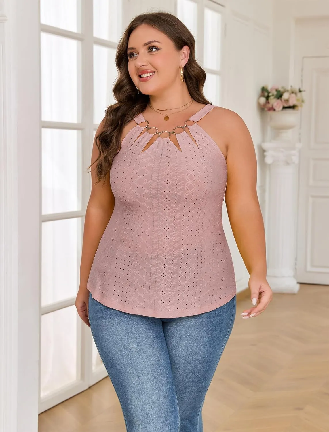 ZAFUL Plus Size Camisole Top for Women Summer Casual Ring Connected Sleeveless Tank Tops