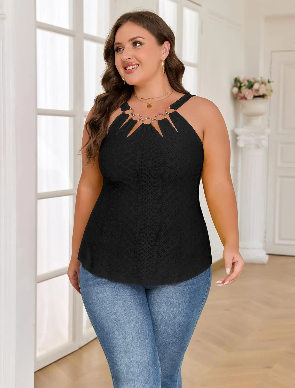 ZAFUL Plus Size Camisole Top for Women Summer Casual Ring Connected Sleeveless Tank Tops