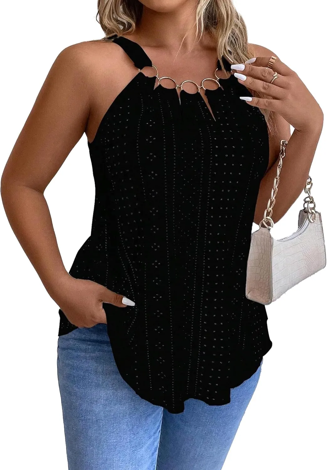 ZAFUL Plus Size Camisole Top for Women Summer Casual Ring Connected Sleeveless Tank Tops