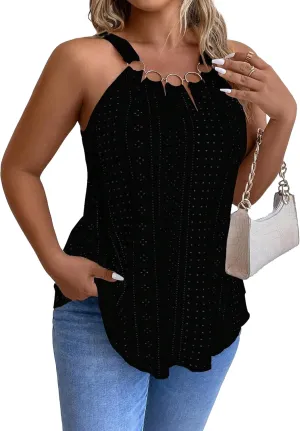 ZAFUL Plus Size Camisole Top for Women Summer Casual Ring Connected Sleeveless Tank Tops