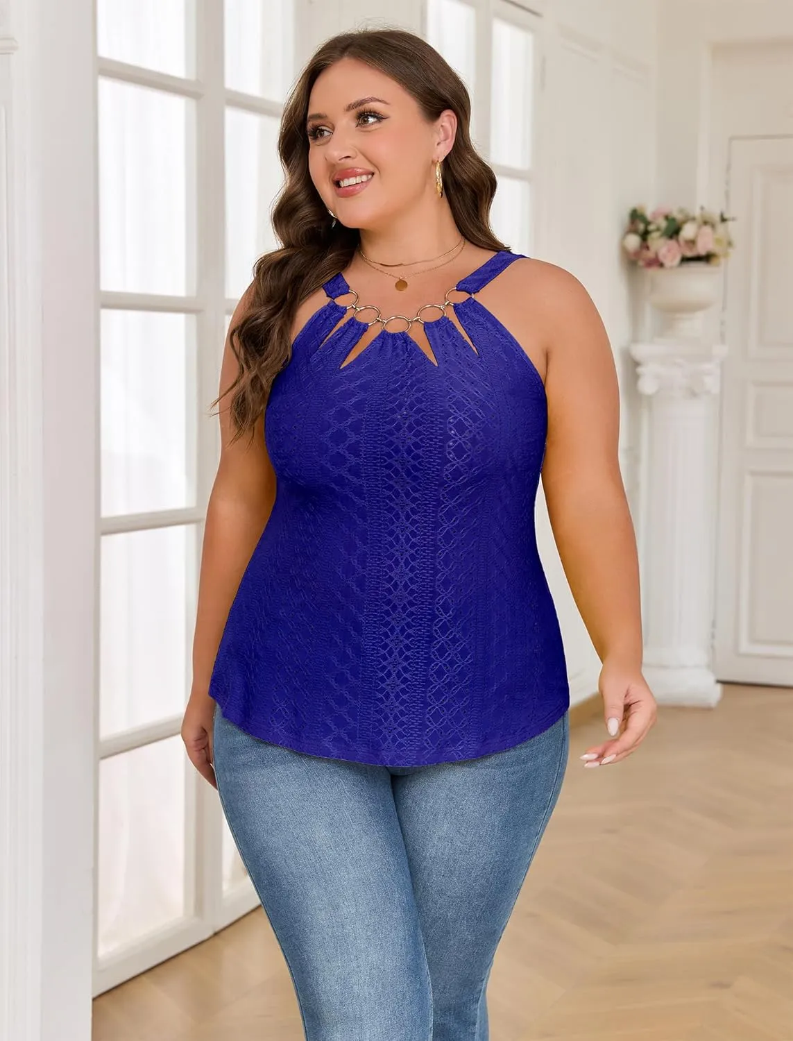ZAFUL Plus Size Camisole Top for Women Summer Casual Ring Connected Sleeveless Tank Tops