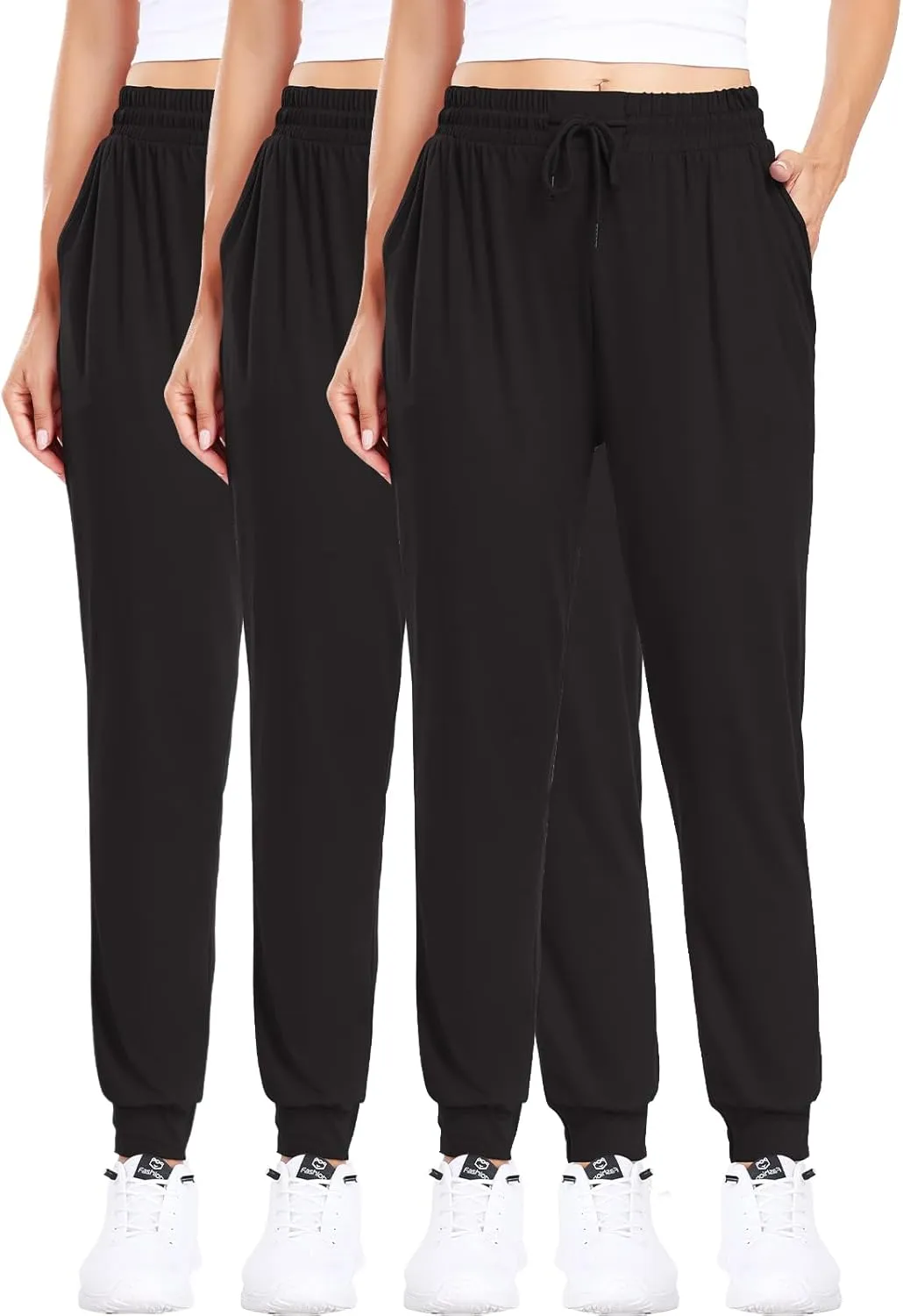 ZENEX 3 Pack Joggers for Women & Women's Sweatpants with Pockets, for Running Yoga Workout Lounge Pants.
